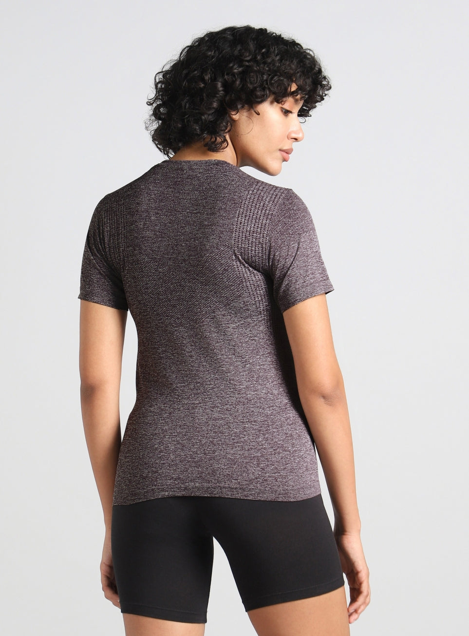 Women's Grey Contour Training Slim Fit Seamless T-shirt