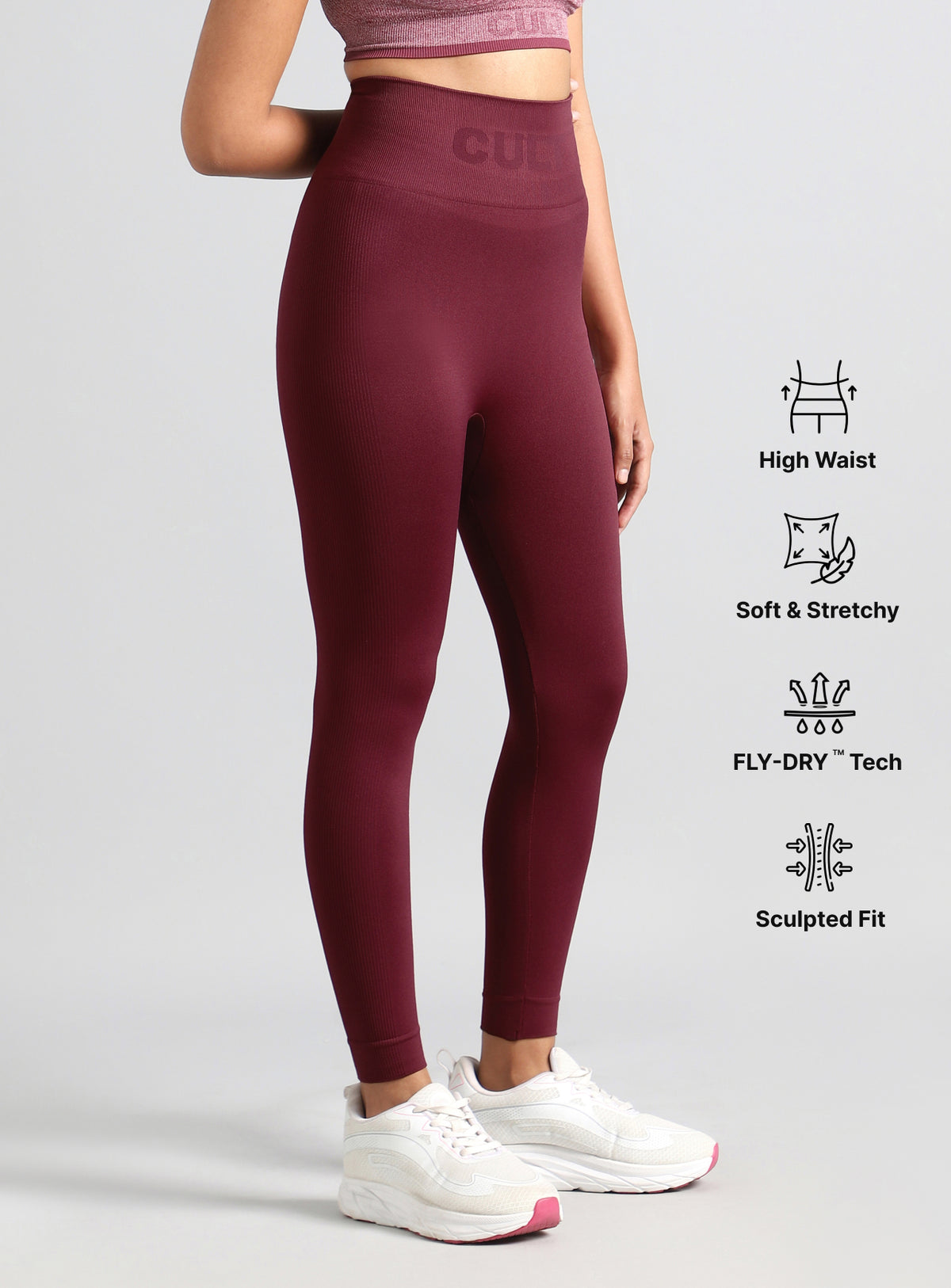 Women's Maroon Swift Form Seamless Tights