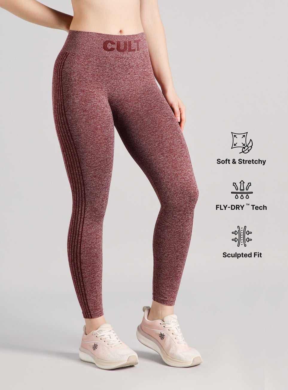 Women's Maroon Power Lift Seamless Tights