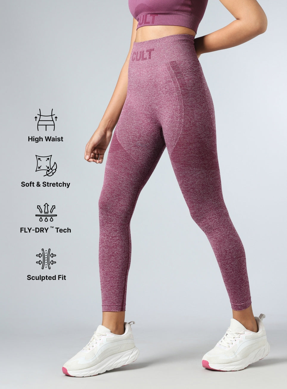 Women's Purple Contour Fit Seamless Tights