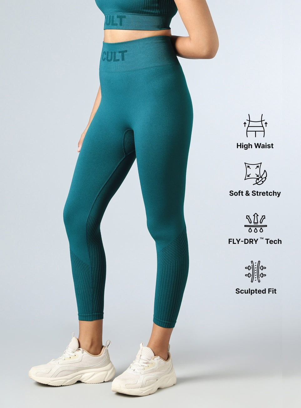 Women's Teal Power Move Seamless Tights