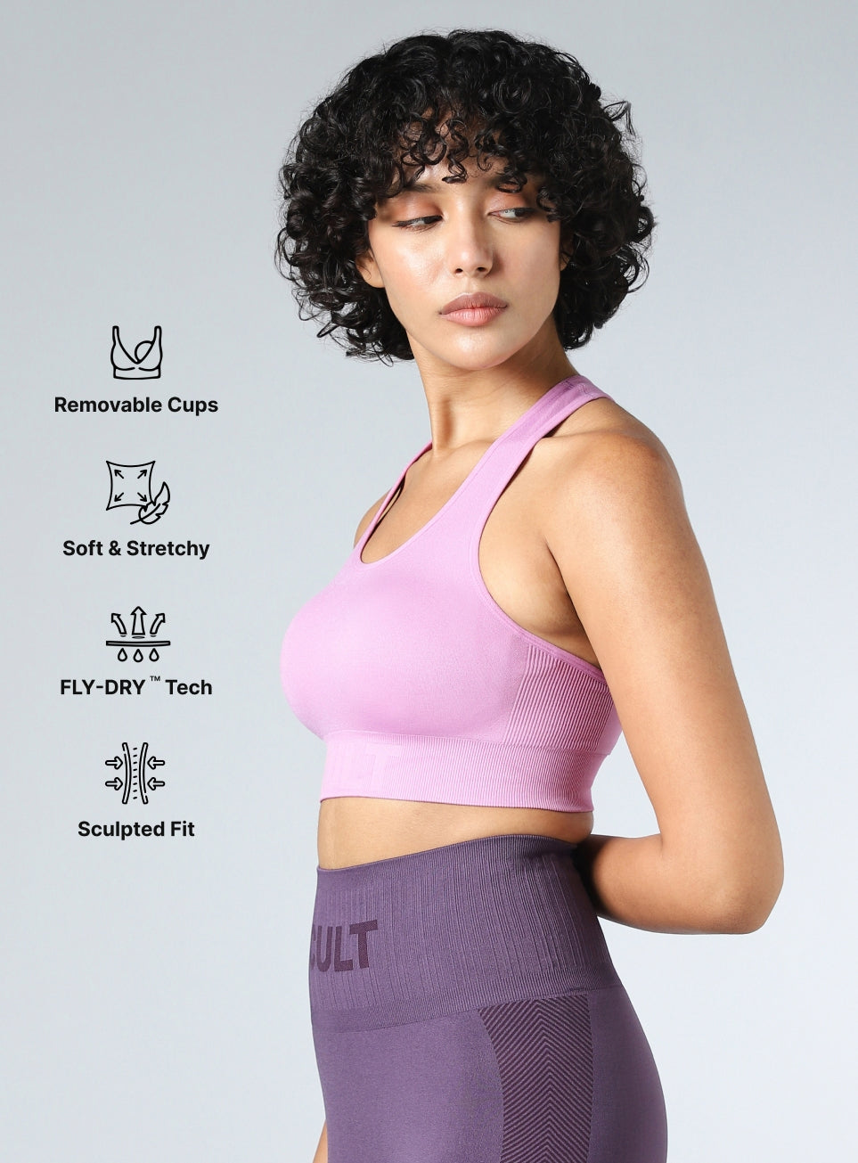 Women's Pink Motion Flow Medium Support Seamless Bra