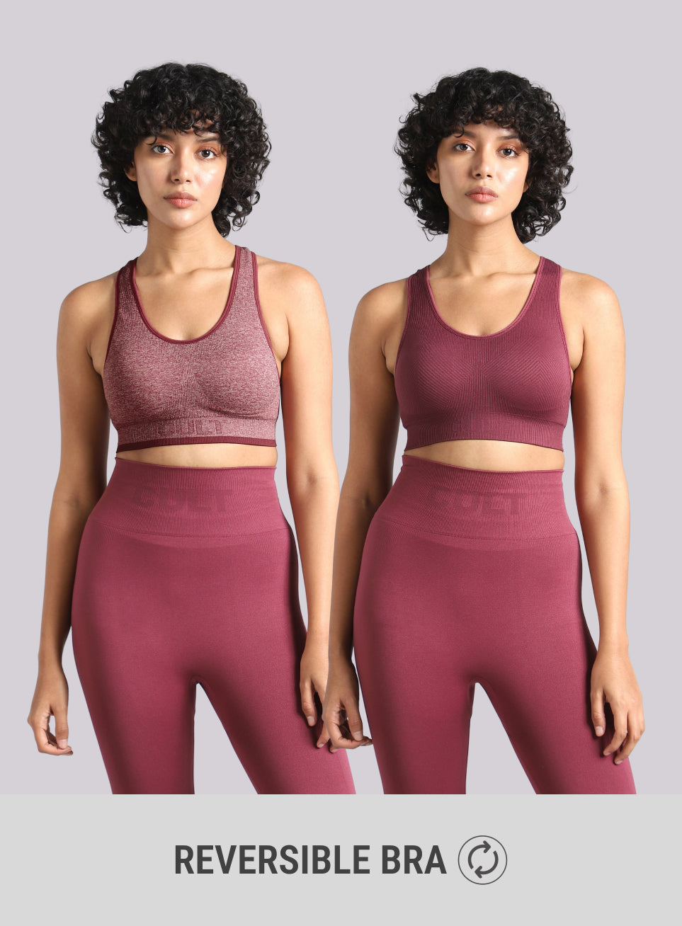 Women's Maroon Medium Support Seamless Reversible Bra
