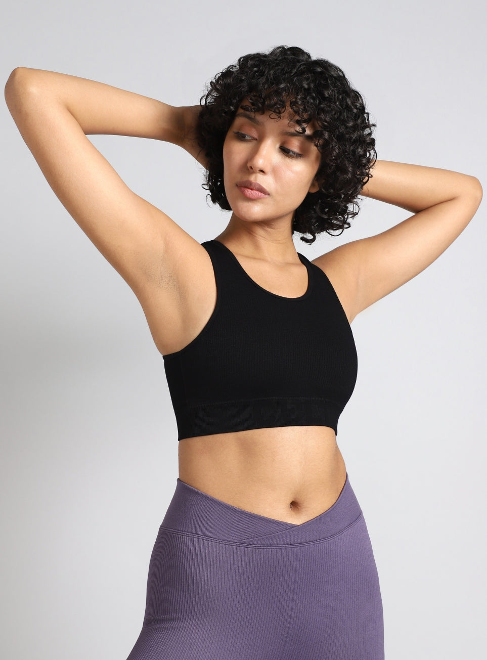 Women's Black Medium Support Seamless Self Design Bra