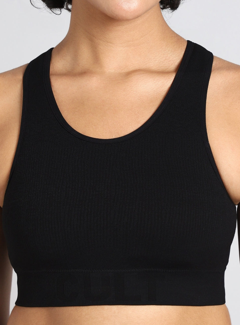 Women's Black Medium Support Seamless Self Design Bra
