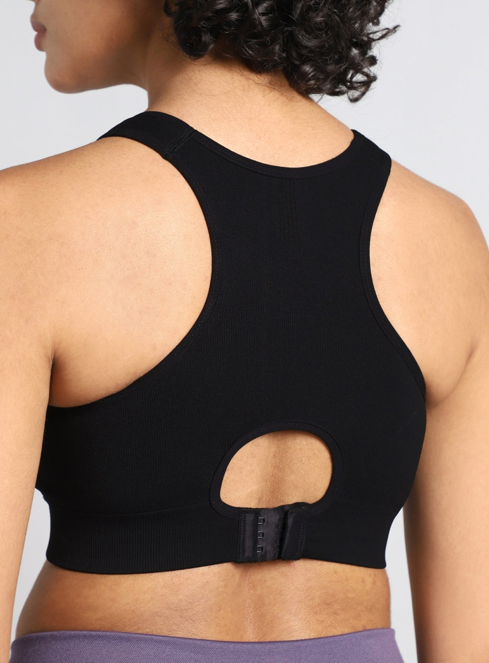 Women's Black Medium Support Seamless Self Design Bra