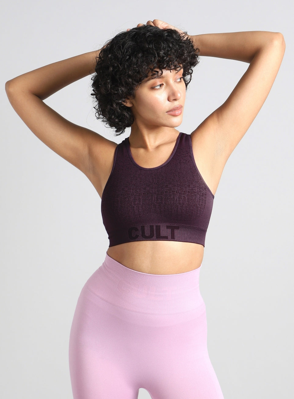 Women's Purple Medium Support Seamless Self Design Bra