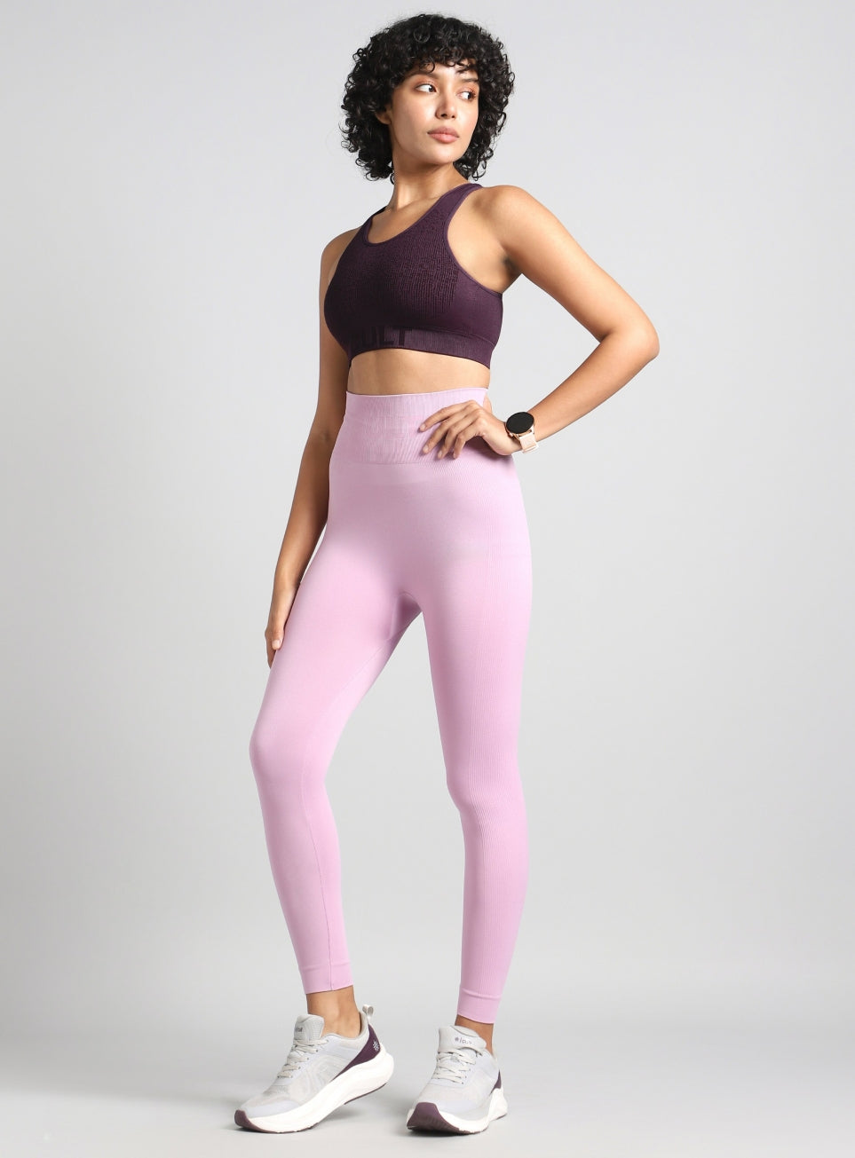 Women's Purple Medium Support Seamless Self Design Bra