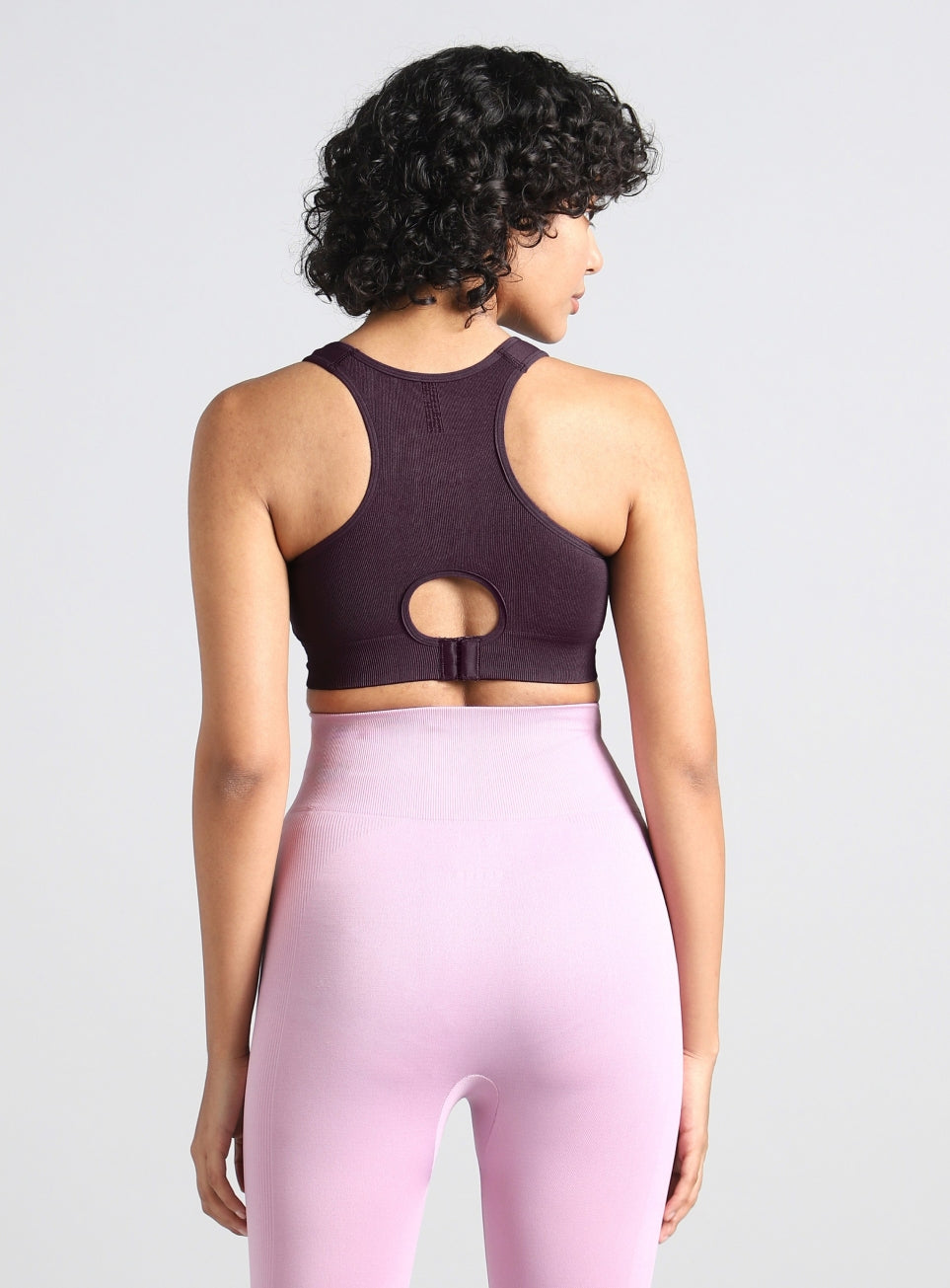 Women's Purple Medium Support Seamless Self Design Bra