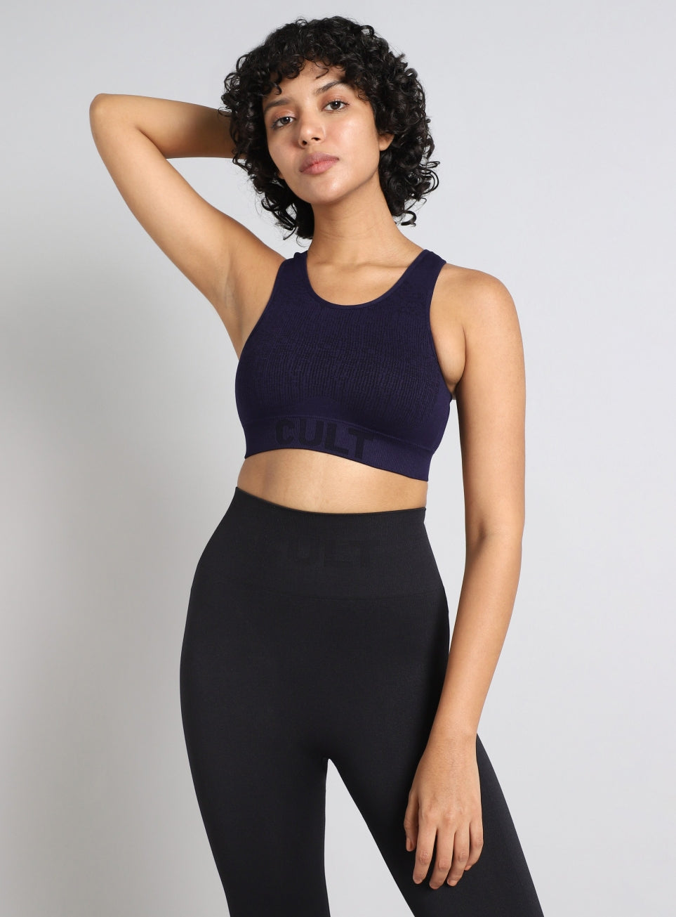 Women's Navy Medium Support Seamless Self Design Bra