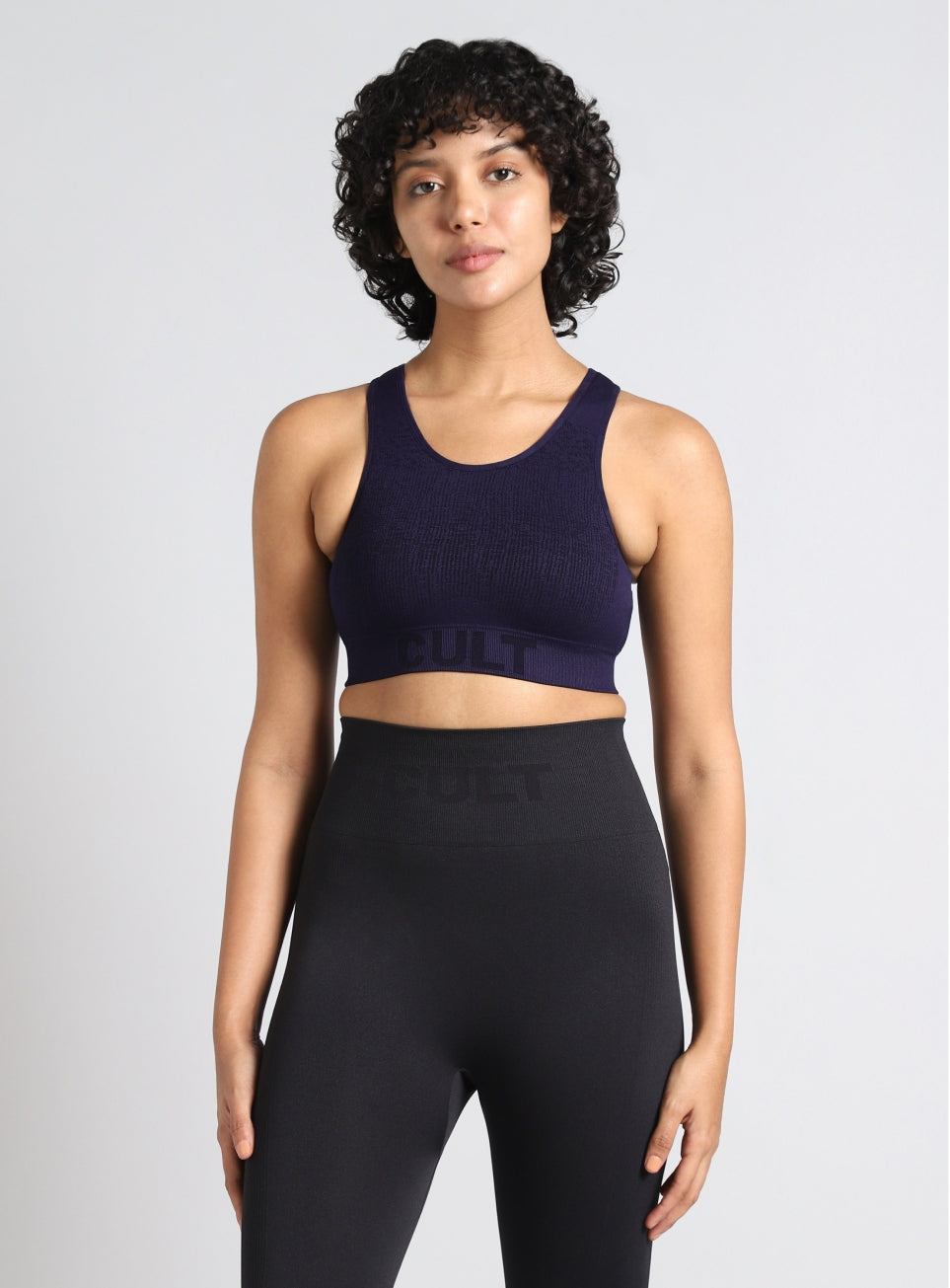 Women's Navy Medium Support Seamless Self Design Bra