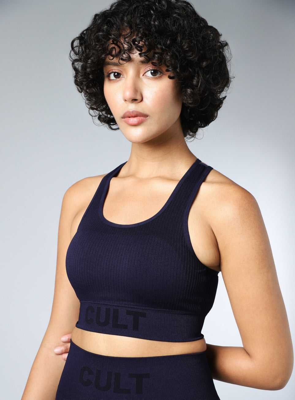 Women's Navy Powerflow Medium Support Seamless Bra