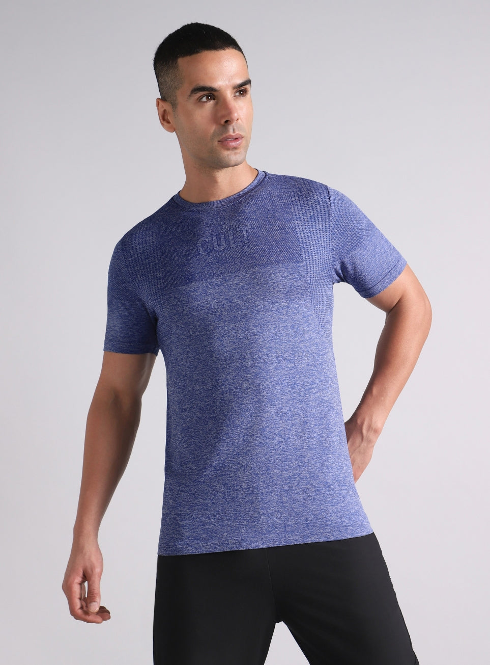 Men's Blue Training Essential Slim Fit Seamless T-shirt