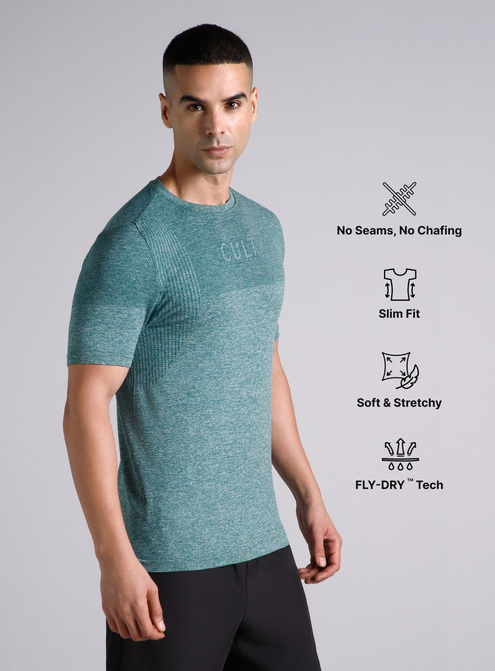 Men's Teal Contour Seamless T-shirt