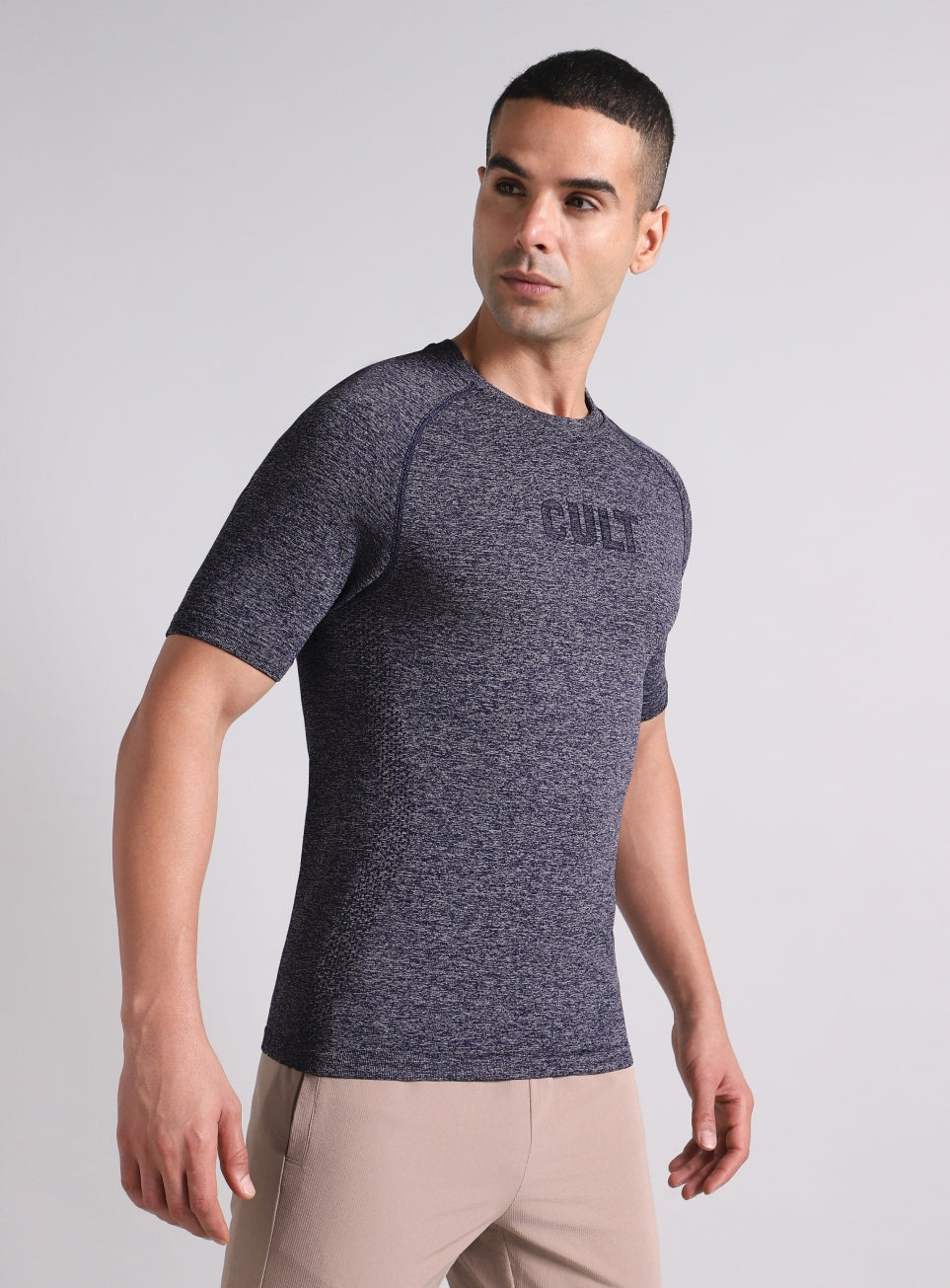 Men's Navy All format Training Slim Fit Seamless T-shirt