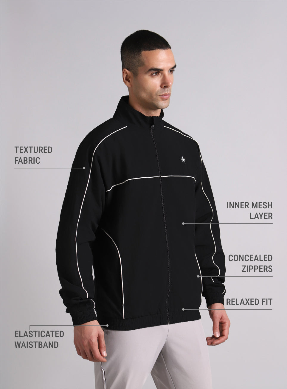 Men's Black Power Up Layering Train Jacket