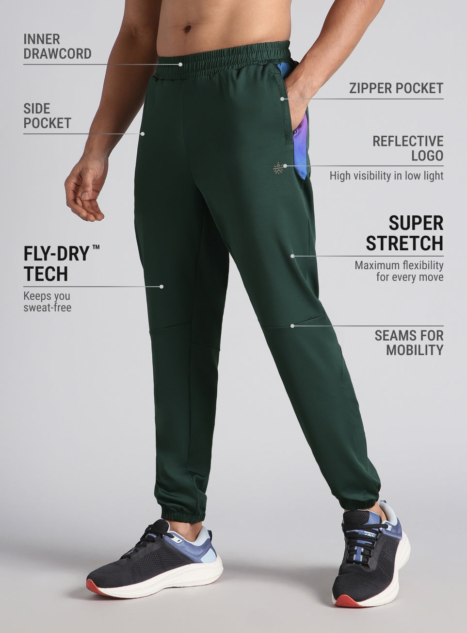Men's Dark Green Halo Night Run Joggers