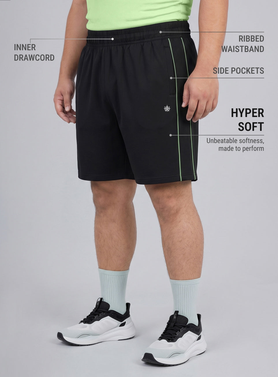 Men's Black Edge Line Training Plus Size Shorts