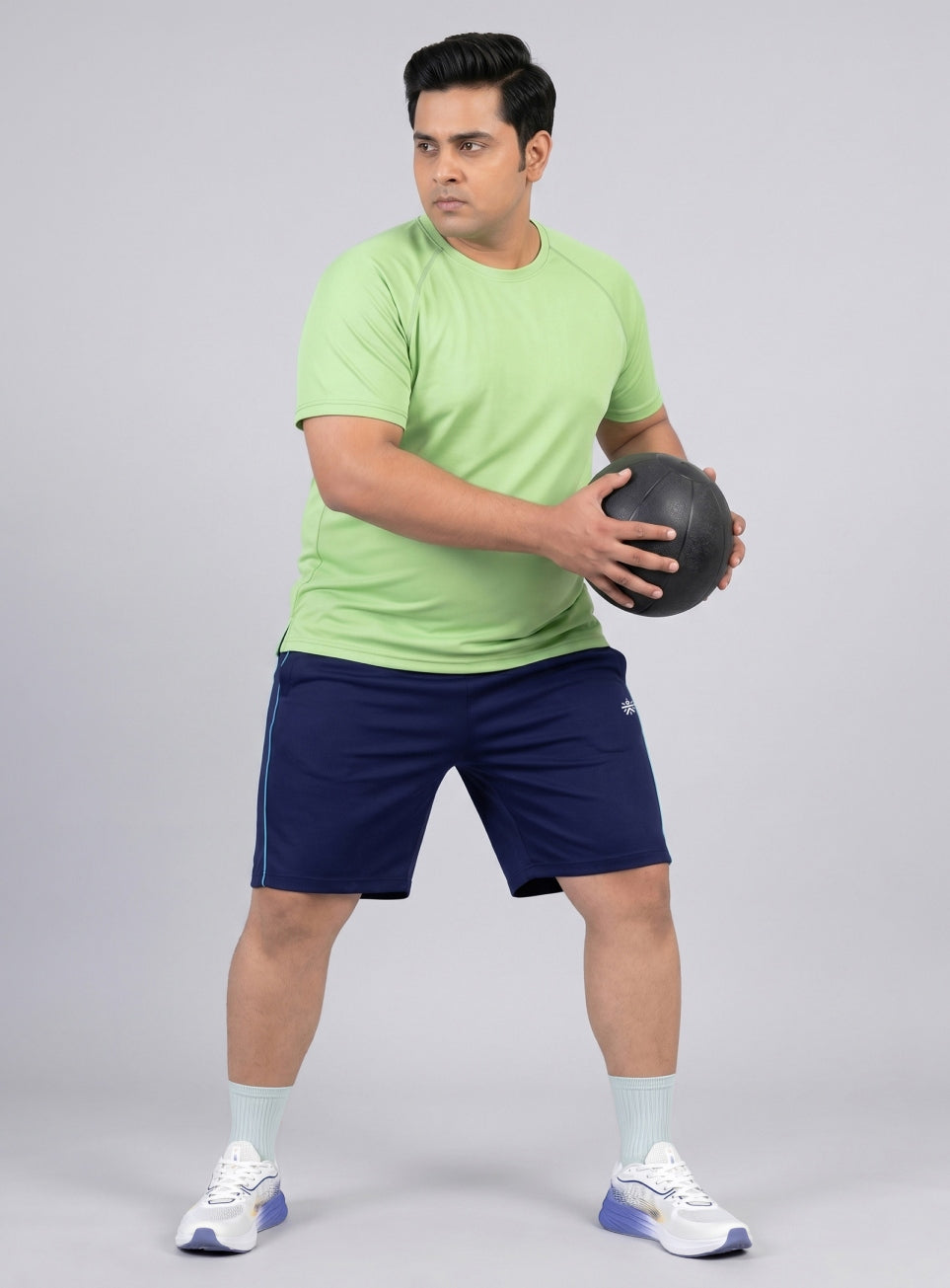 Men's Navy Edge Line Training Plus Size Shorts