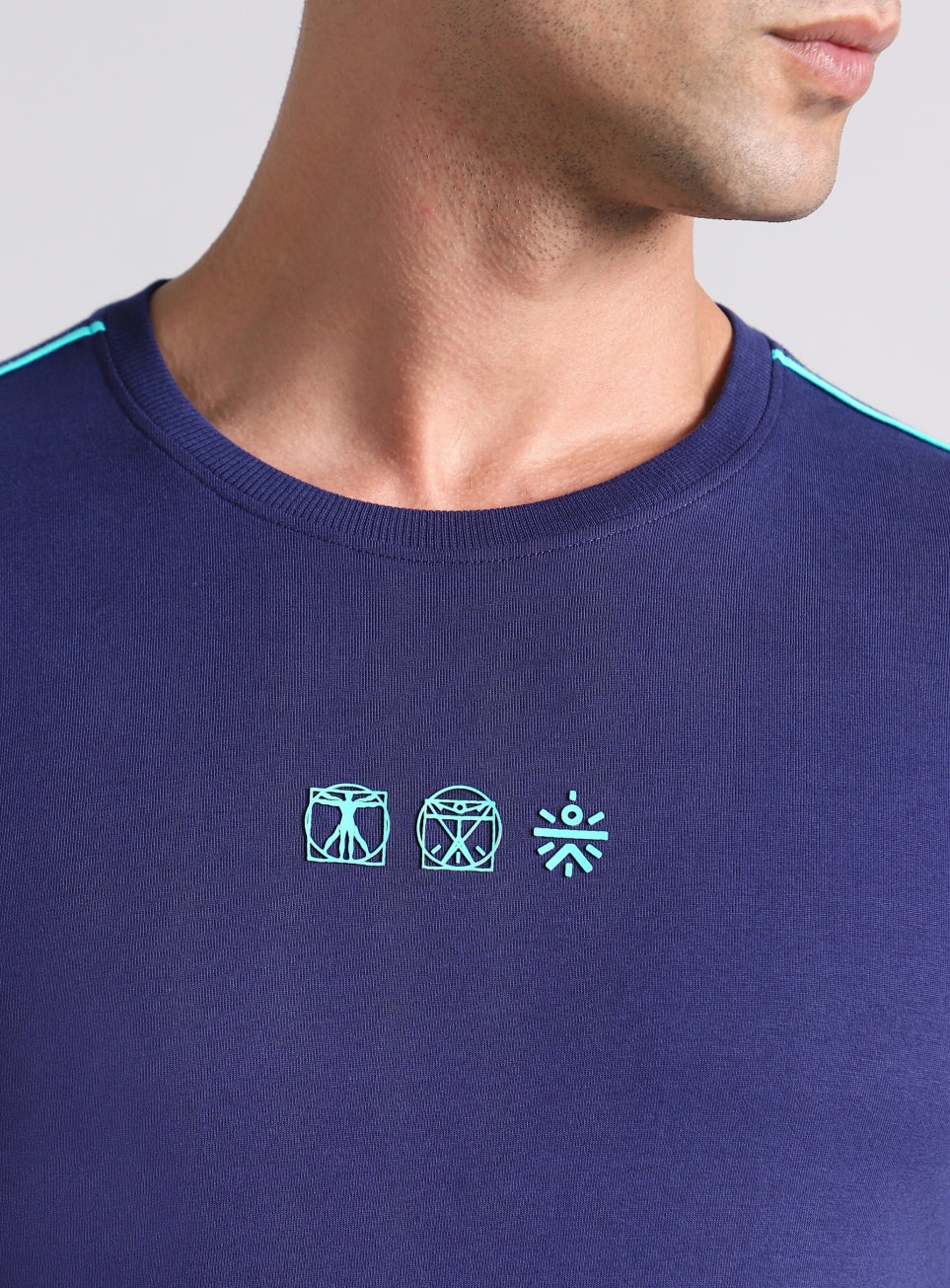 Men's Navy V-Man Cult Graphic Print Full Sleeve T-shirt