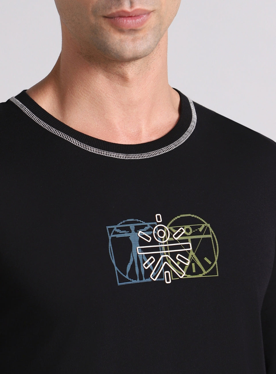 Men's Black V-Man Cult Graphic Full Sleeve T-shirt