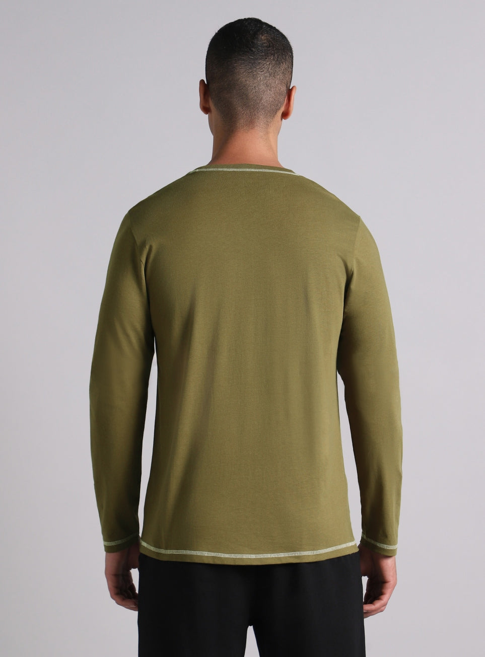 Men's Olive V-Man Cult Graphic Full Sleeve T-shirt