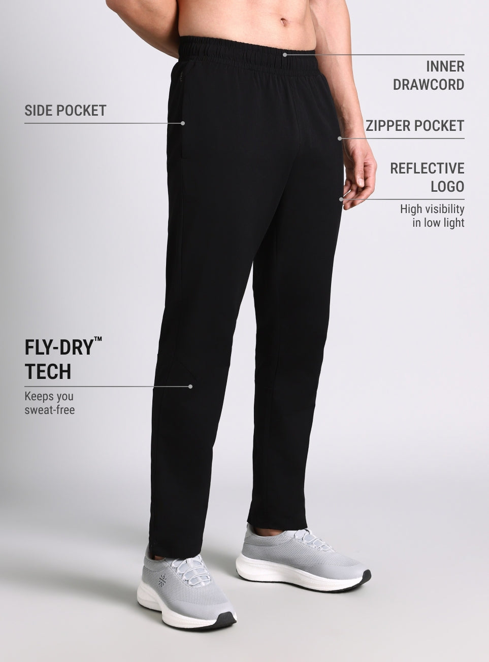 Men's Black Dark Series Running Trackpants