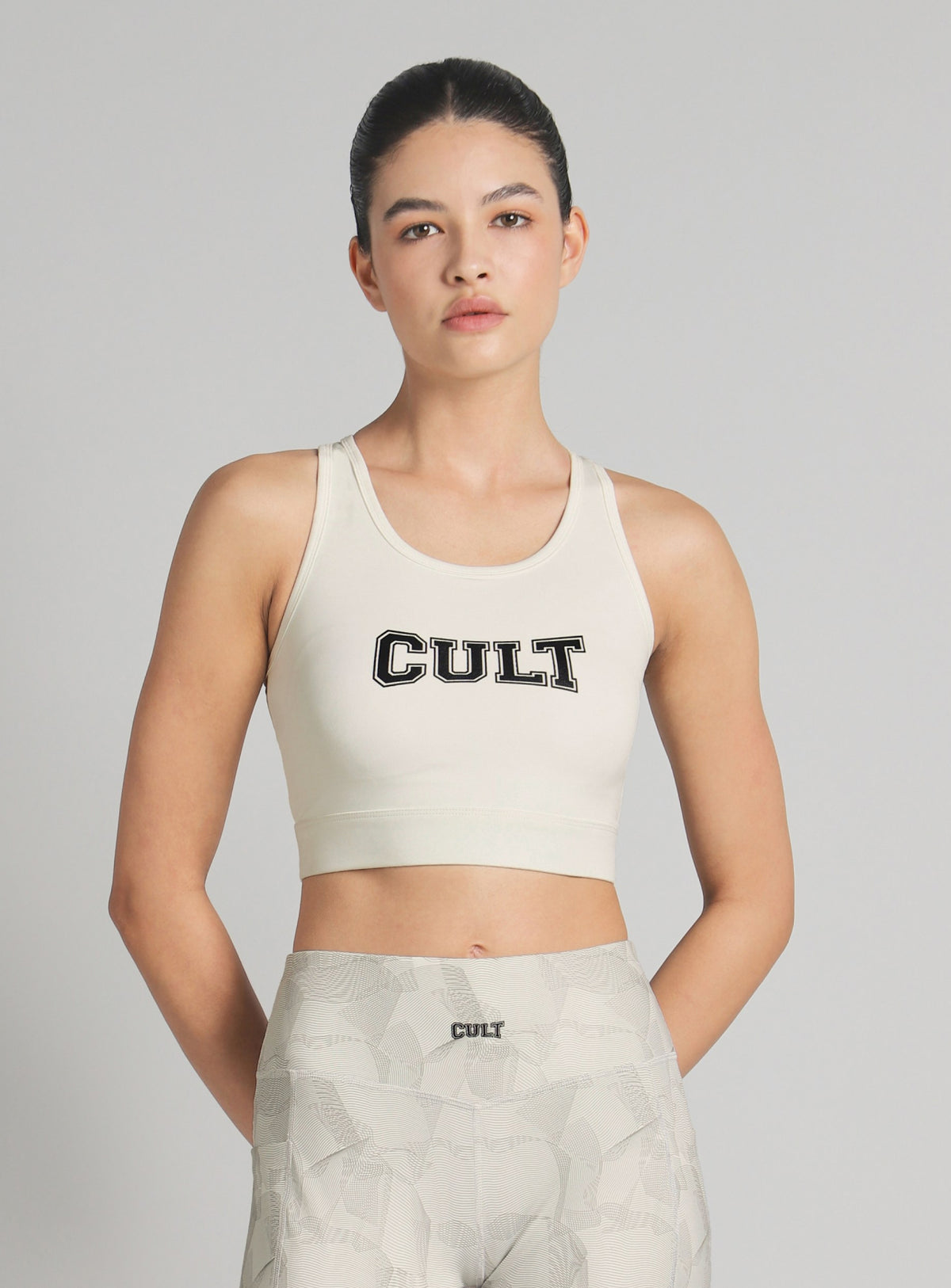 Women's White True Black Combat Hight Support Bra Top
