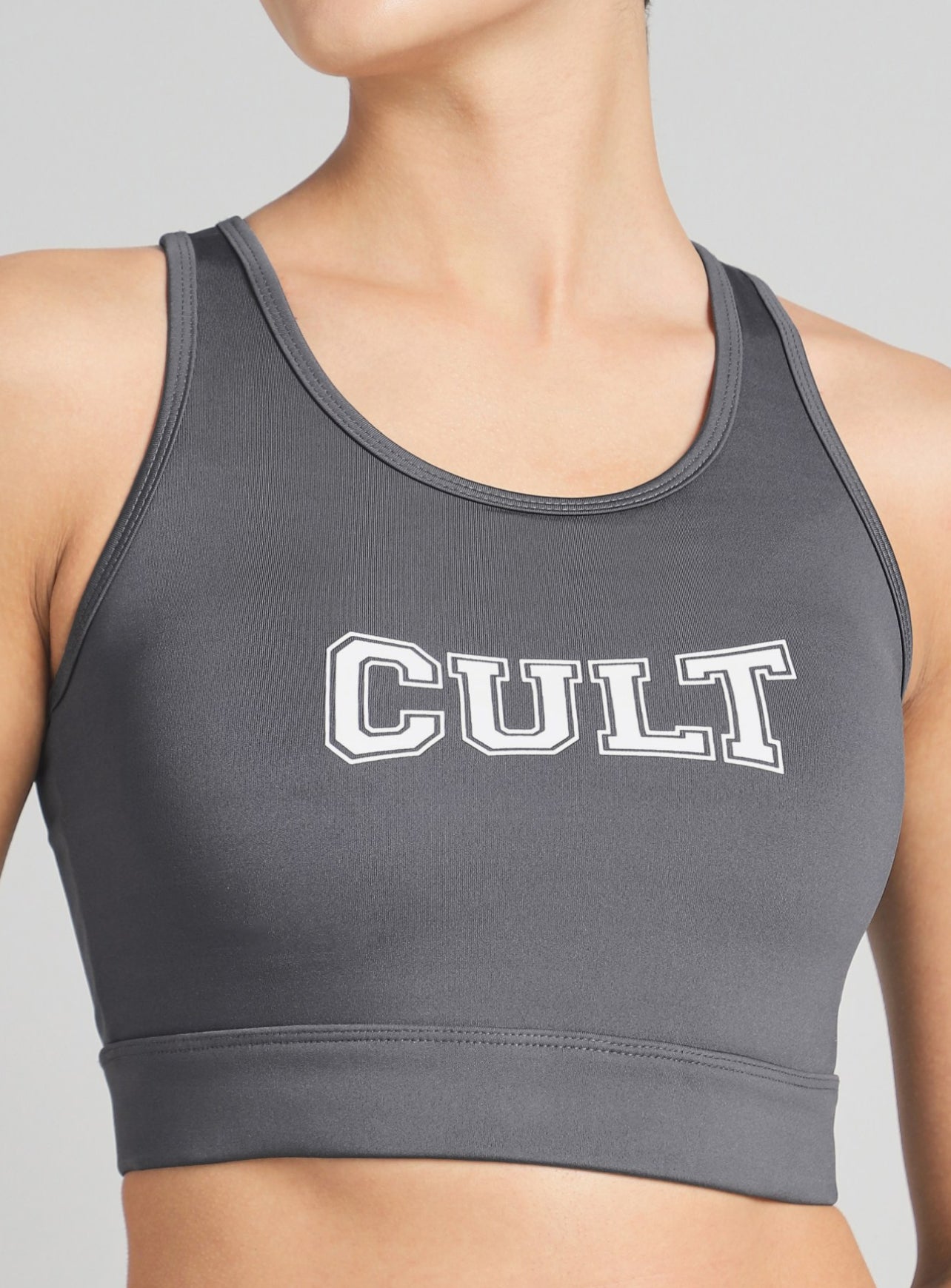 Women's Grey True Black Combat Hight Support Bra Top