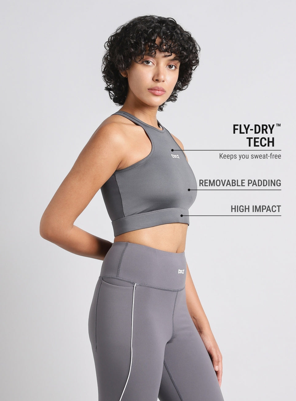 Women's Grey Combat Pro Longline High Support Bra