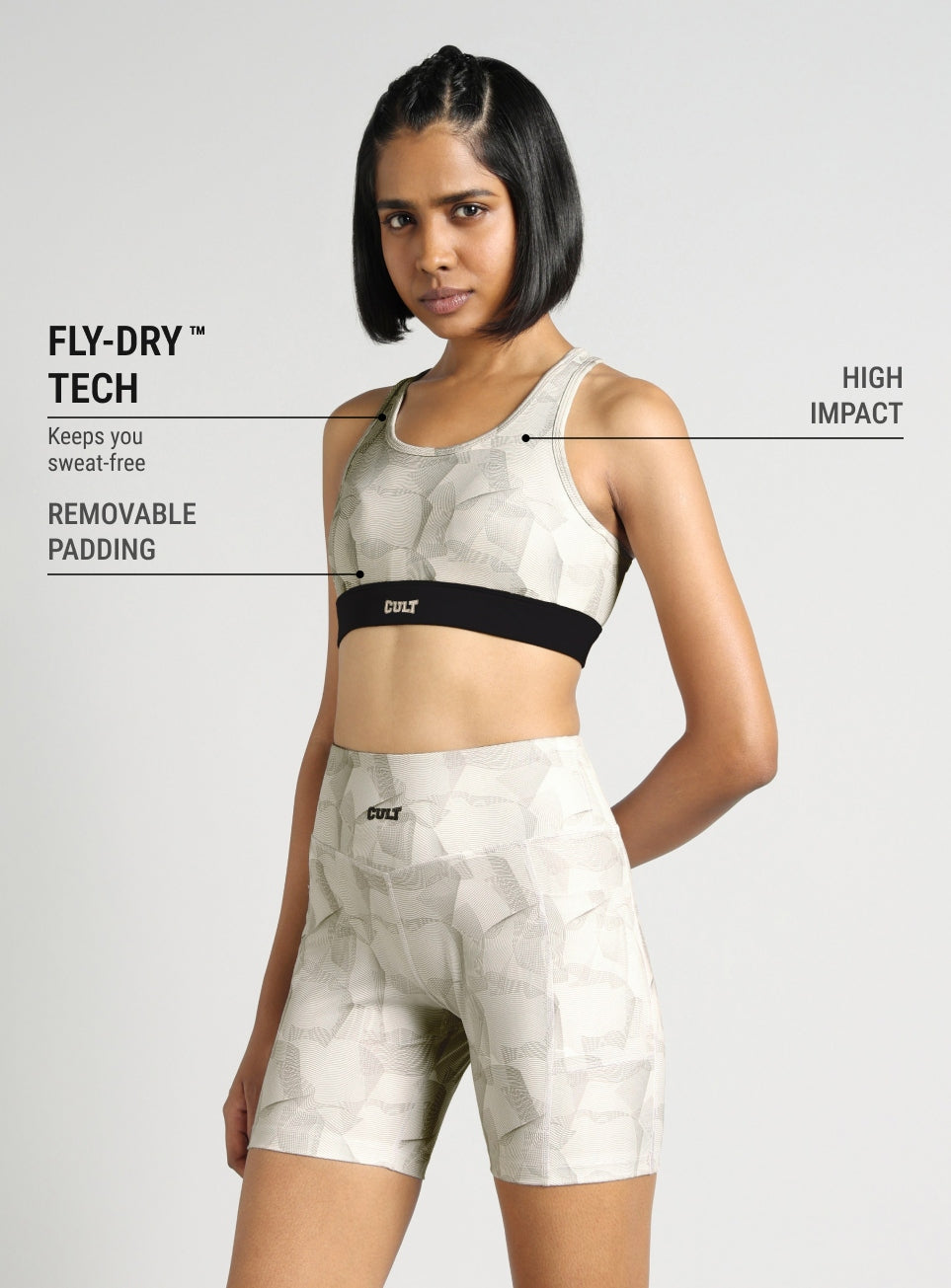 Women's White True Black Combat High Support Bra