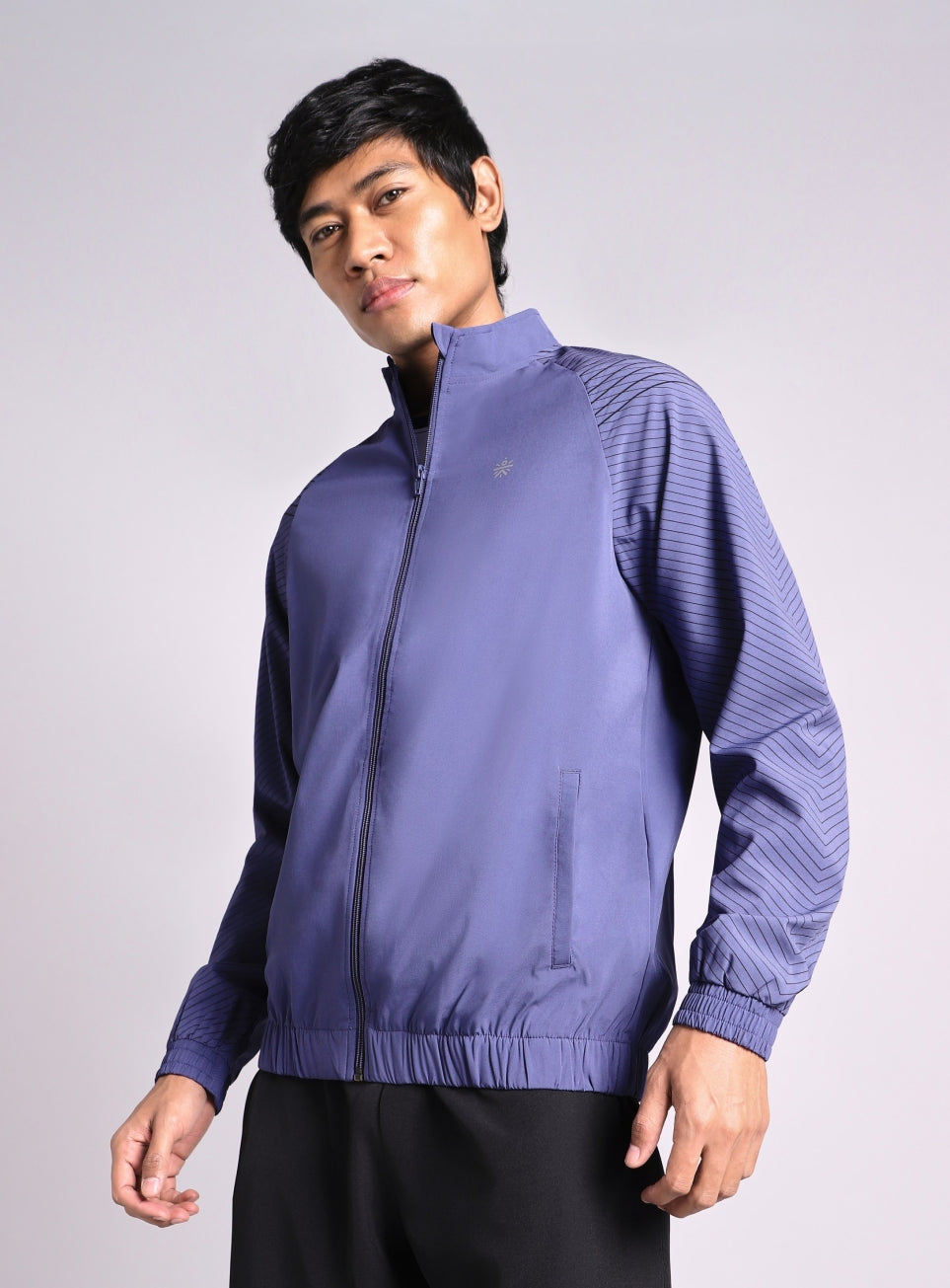 Men's Blue Energy Map Printed Light Weight Jacket