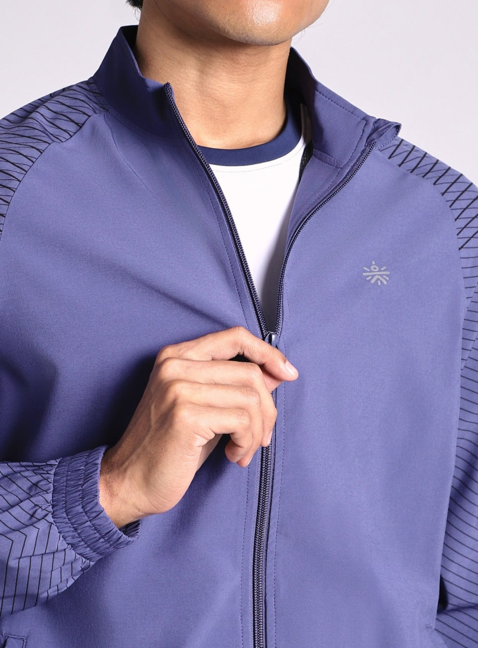 Men's Blue Energy Map Printed Light Weight Jacket
