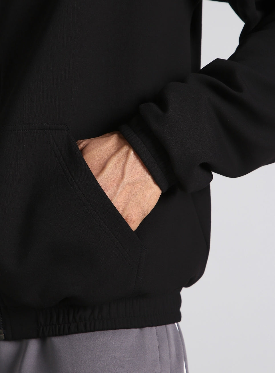 Men's Black Combat Training Relaxed Fit Hooded Jacket