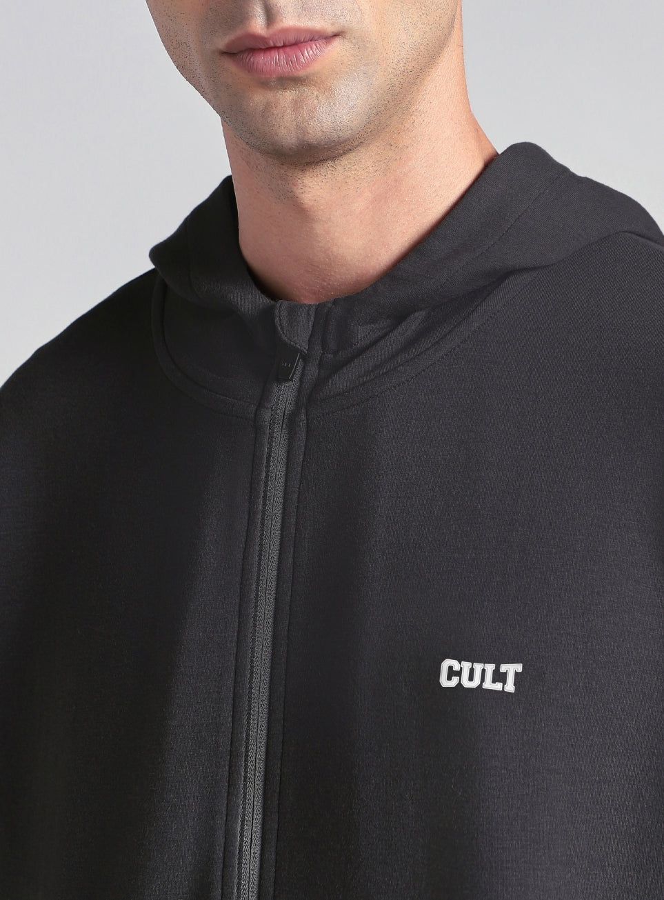 Men's Grey Combat Training Relaxed Fit Hooded Jacket