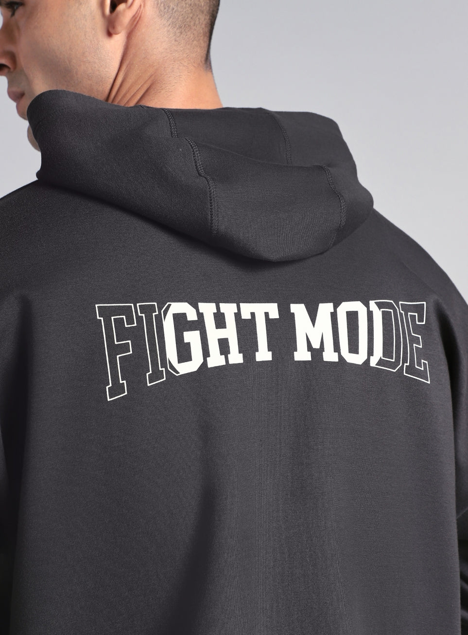 Men's Grey Combat Training Relaxed Fit Hooded Jacket