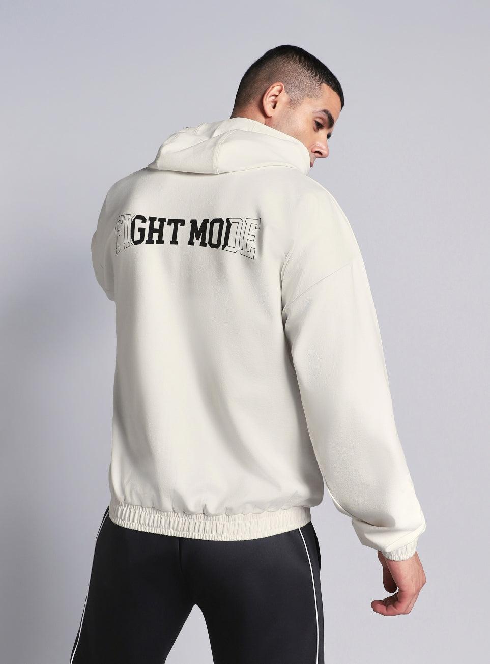 Men's White Combat Training Relaxed Fit Hooded Jacket