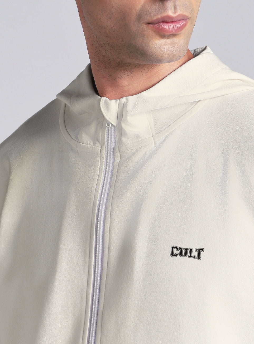 Men's White Combat Training Relaxed Fit Hooded Jacket