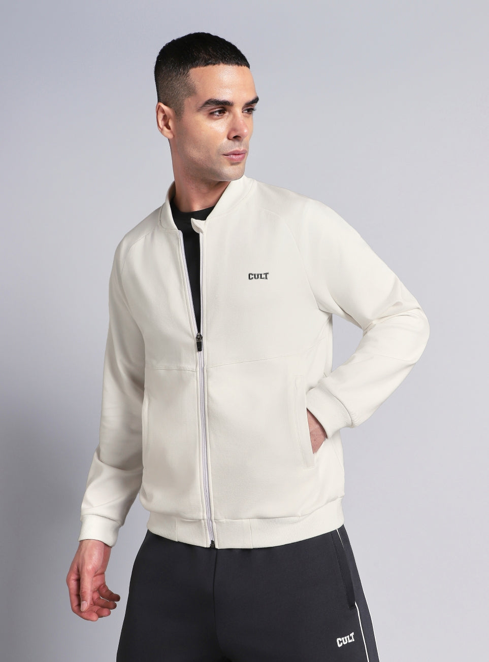 Men's White Combat Training Bomber Jacket