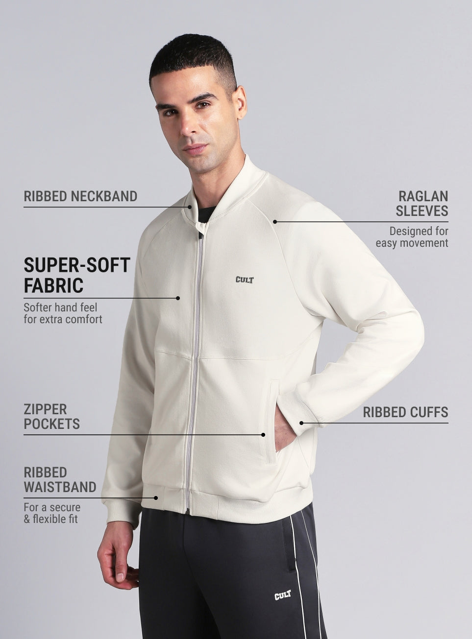 Men's White Combat Training Bomber Jacket