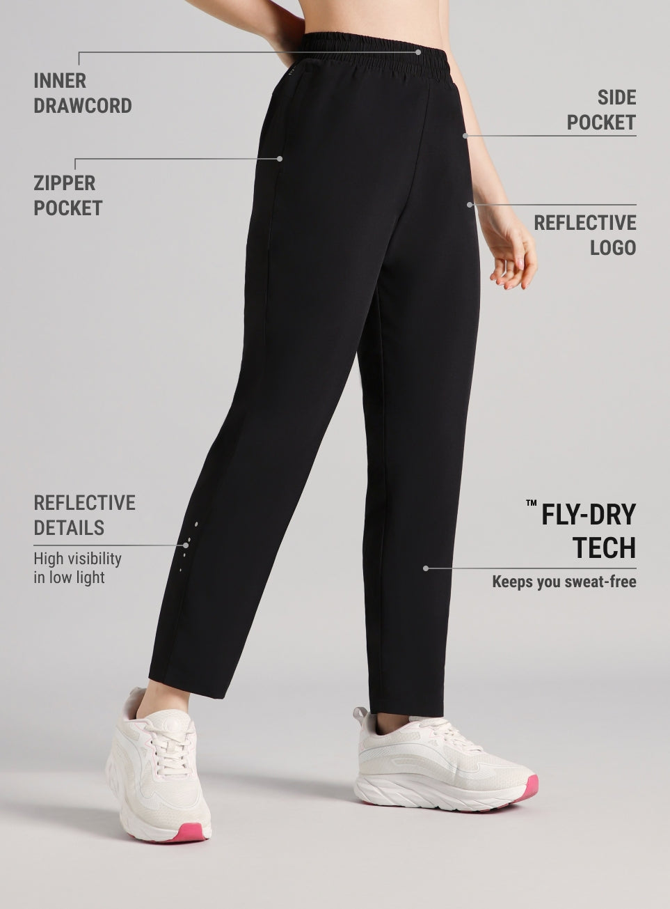 Women's Black After Dark Running Trackpants