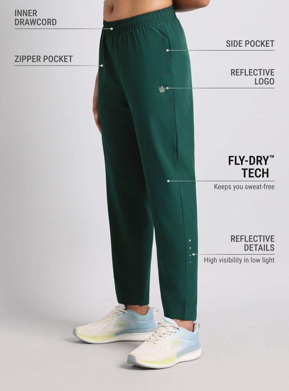 Women's Dark Green After Dark Running Trackpants