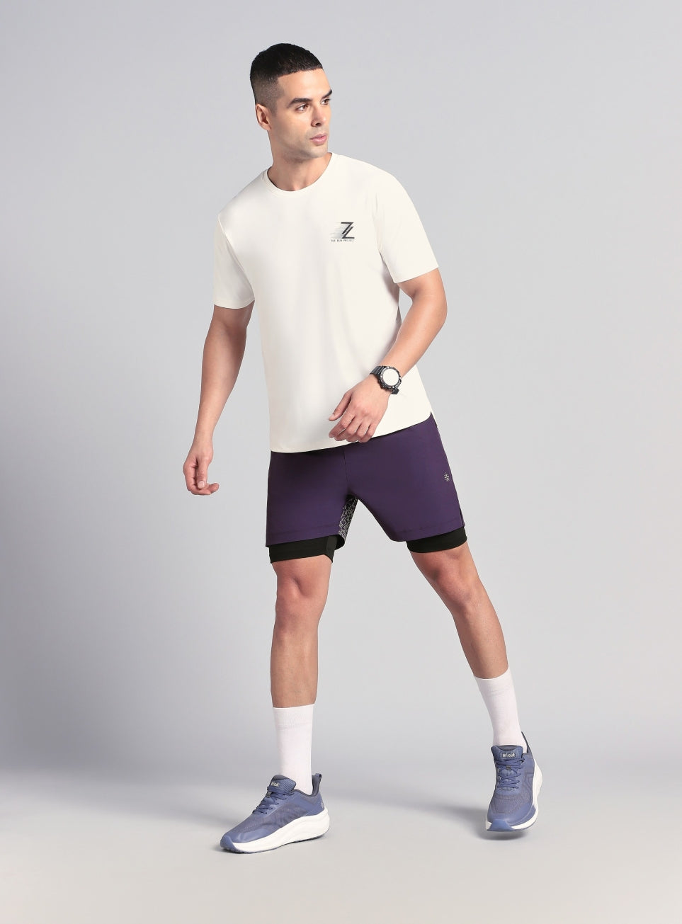 Men's Purple After Dark In-Built Tights Running Shorts