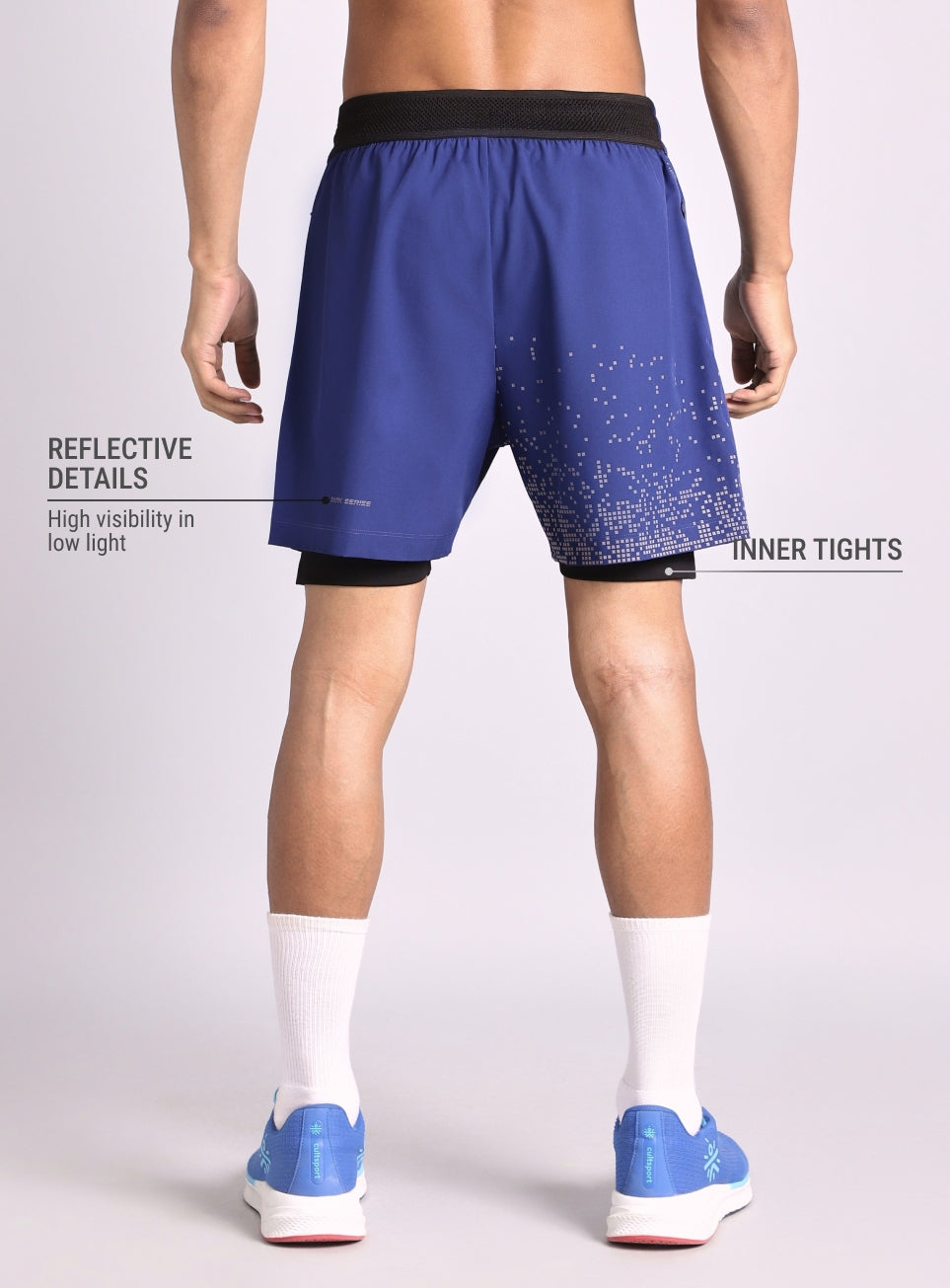 Men's Blue After Dark In-Built Tights Running Shorts