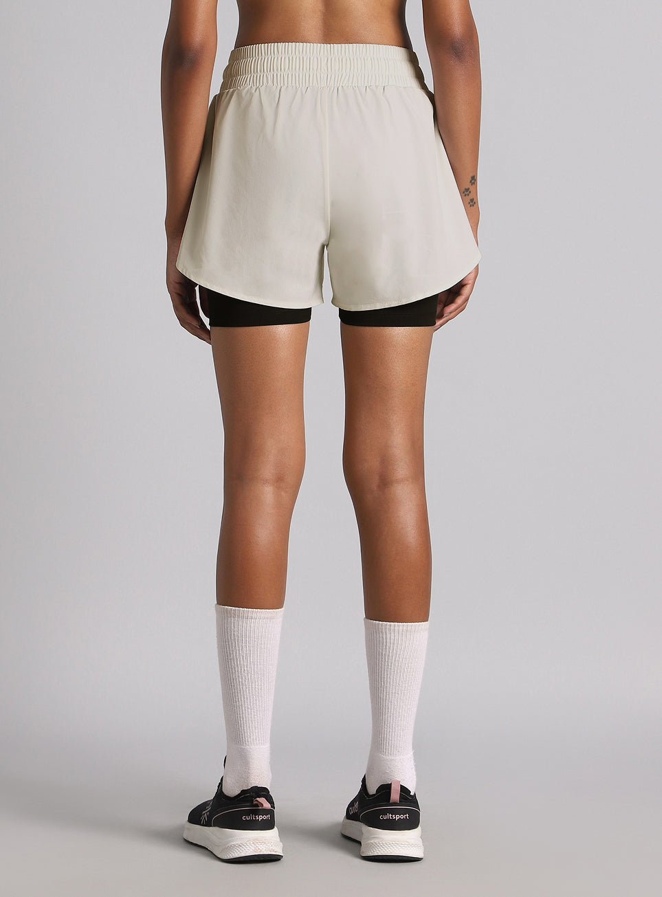 Women's White Combat Training Shorts with Inbuilt Tights