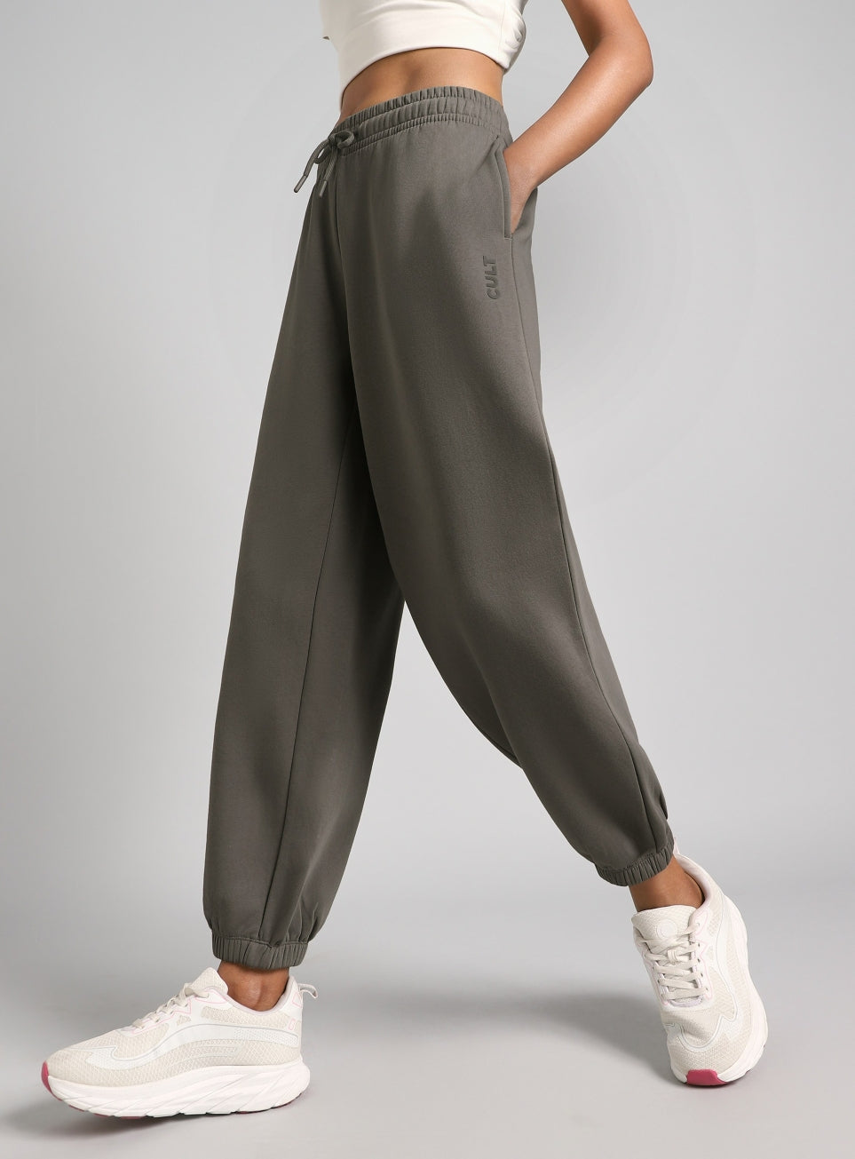 Women's Grey Luxe Fleece Relaxed Fit Joggers