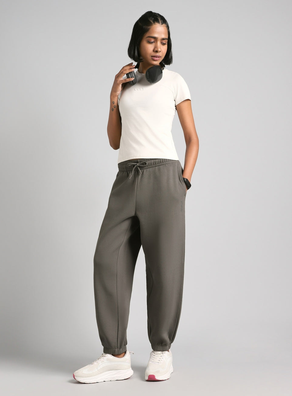 Women's Grey Luxe Fleece Relaxed Fit Joggers