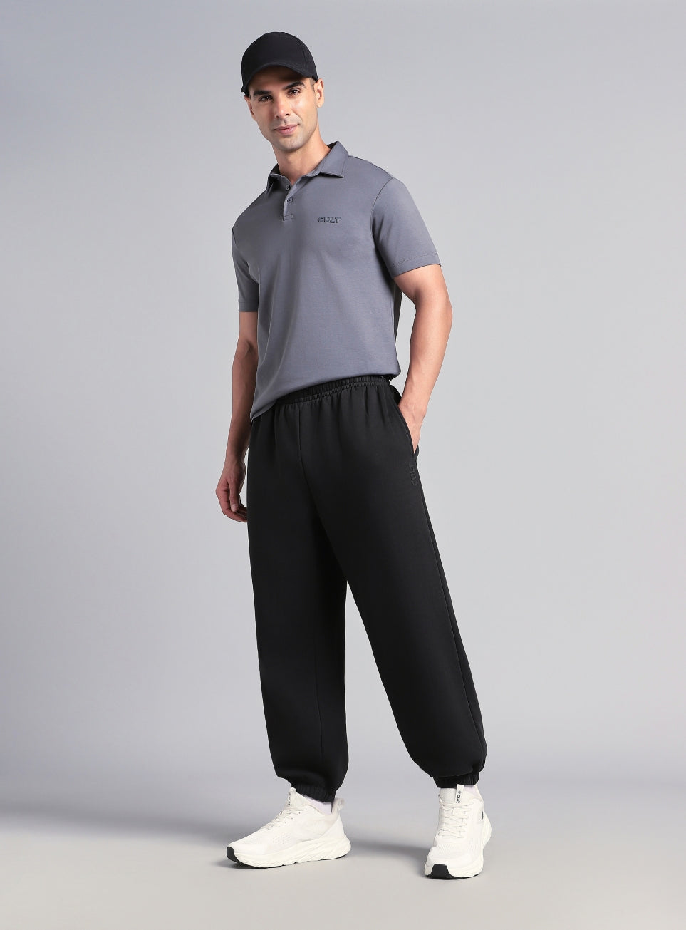 Men's Black Luxe Fleece Comfort Relaxed Fit Joggers
