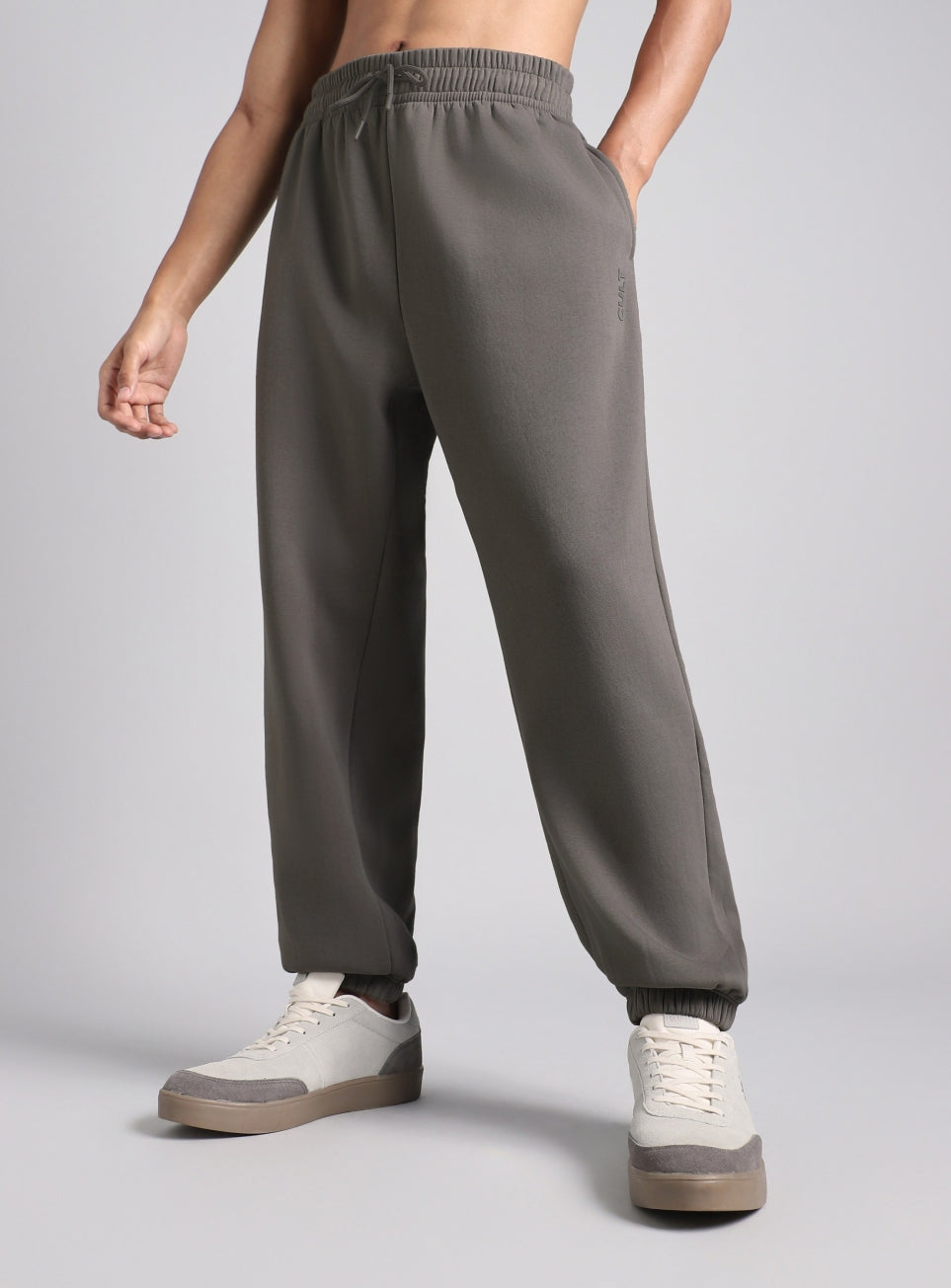 Men's Grey Luxe Fleece Comfort Relaxed Fit Joggers
