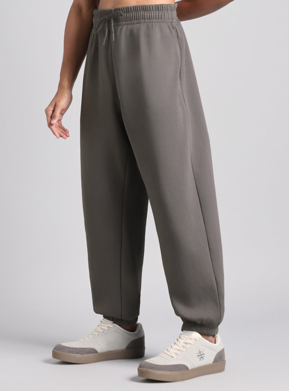 Men's Grey Luxe Fleece Comfort Relaxed Fit Joggers